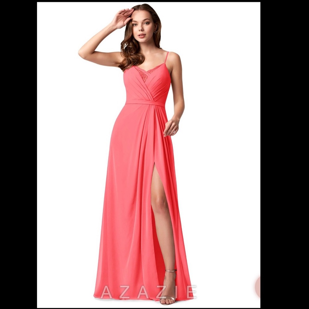 Azazie Adette Bridesmaid Dress—Watermelon- Size 2